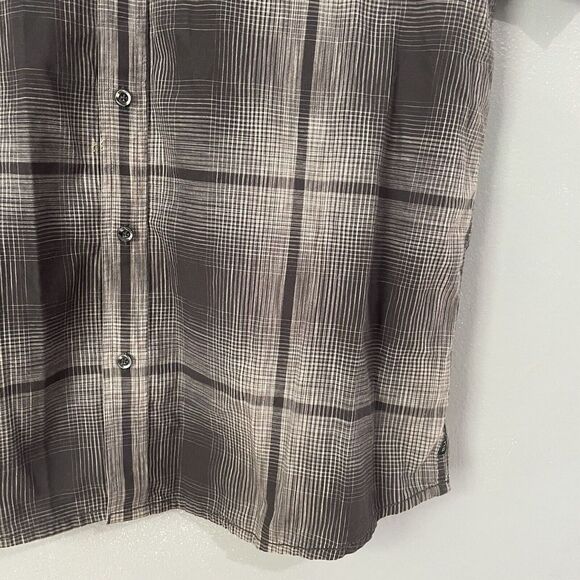 PrAna Shirt‎ Mens XL Gray Plaid Organic Cotton Blend Front Pocket Performance - Picture 3 of 11